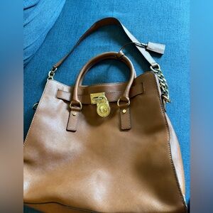 Michael Kors Tan Leather Tote with Gold Lock